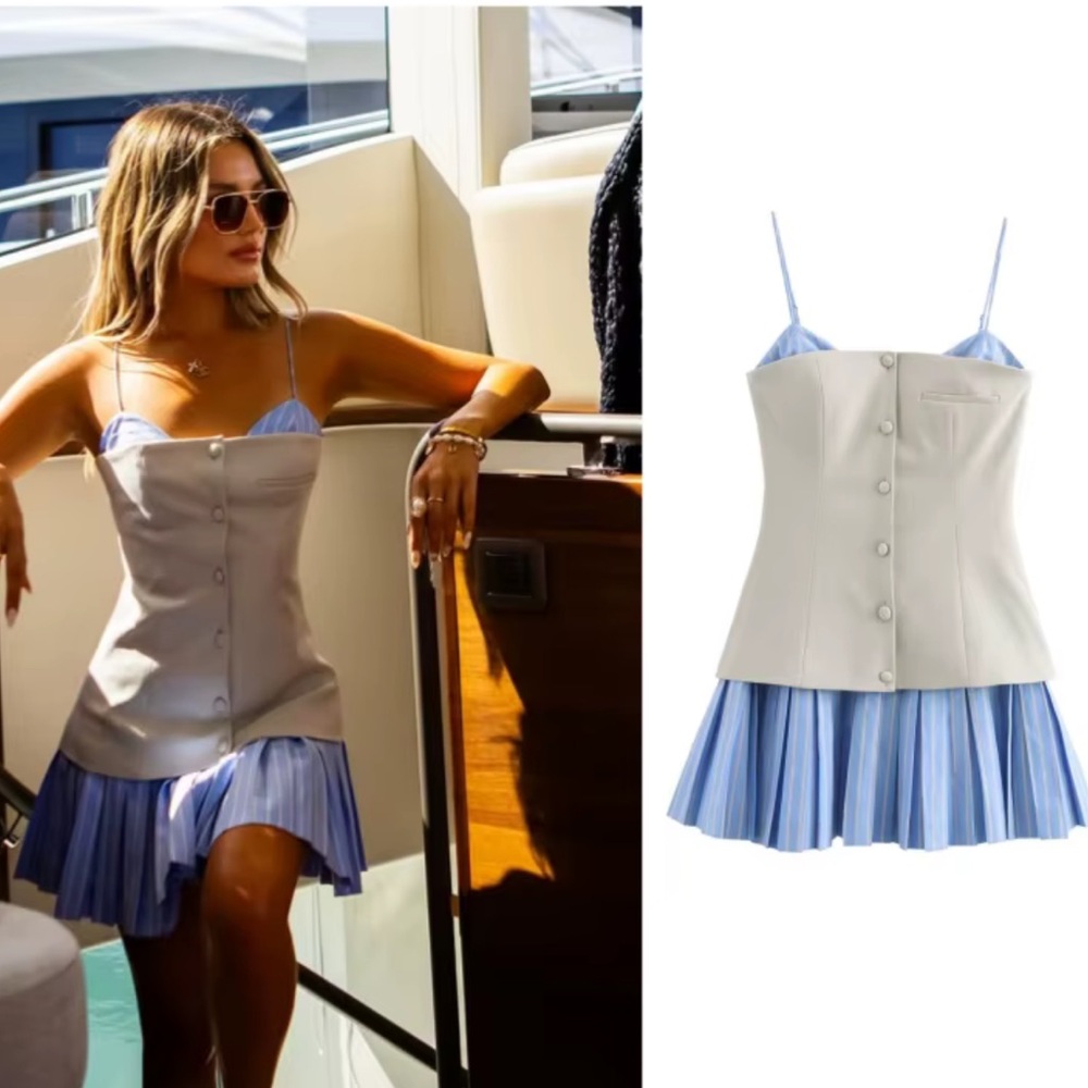 ZARA COMBINATION SHORT POPLIN DRESS - Picture 9 of 12